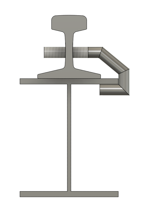 3/4" Hook bolt w/ nut & lw 40-60 lb rail beam mounted
