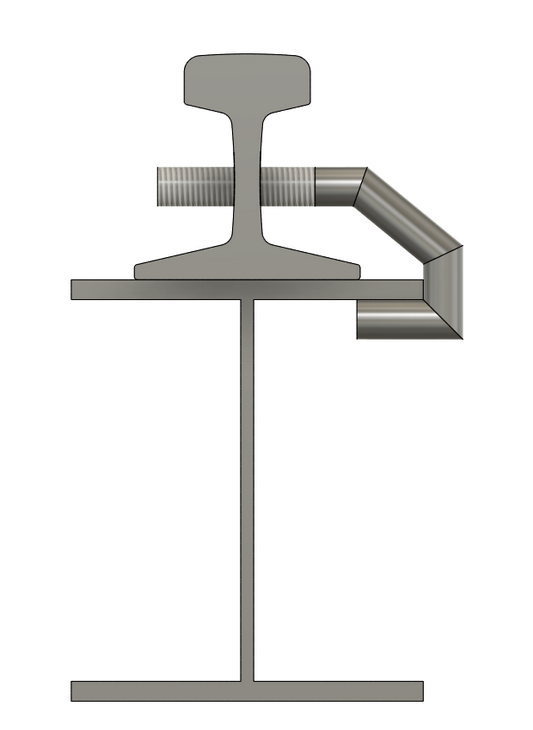 1/2" Hook bolt w/nut & lw 12-25 lb rail for beam mounting